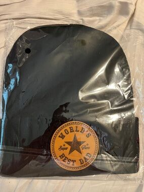 New in Box- Black Beanie with "World's Best Dad" Patch